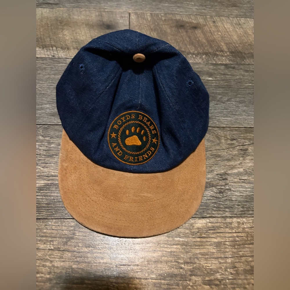 Vintage 1990s Boyd's Bears And Friends Denim Ball Cap with Suede Bill beawear